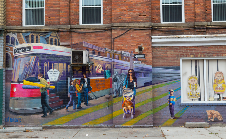 Wall art along Queen Street West in Toronto