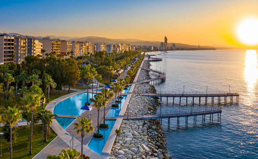 Limassol seafront at sunset