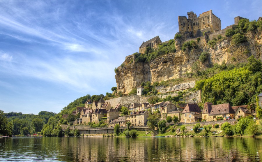 Approaching Beynac by Canoe on the River Dordogne