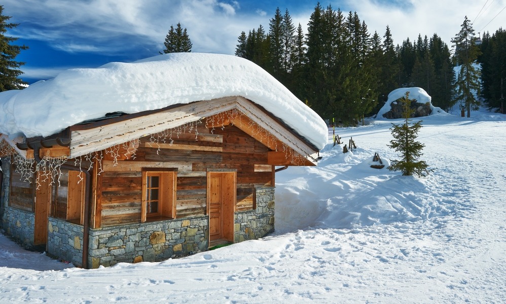 France - Mountain ski resort with snow in winter, Courchevel, Alps, France