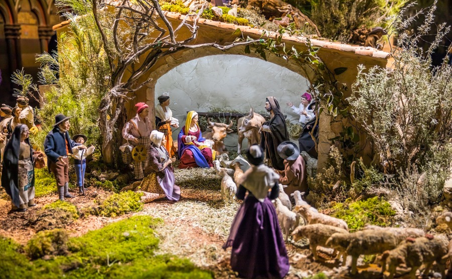 The French are big on nativity scenes – can you spot 'le ravi' in this one from Notre Dame? maziarz / Shutterstock.com