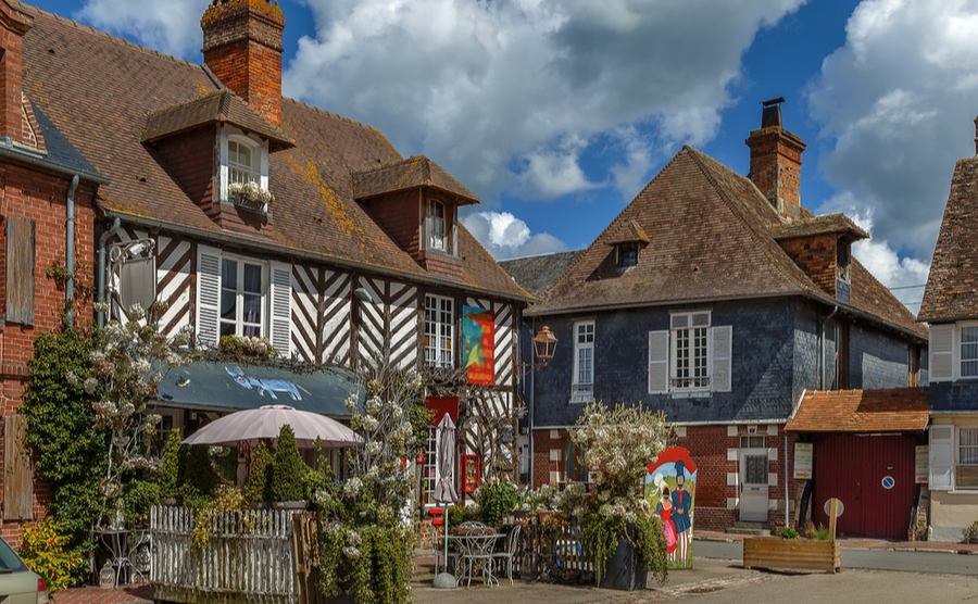 The half-timbered houses of Beuvron-en-Auge.