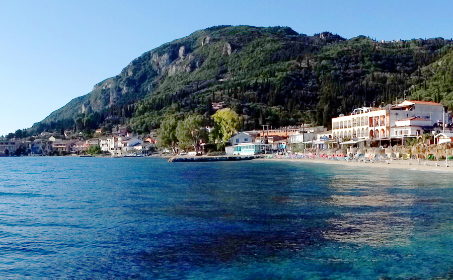 blue lagoon beach coast in the ionian sea landscape on Corfu island