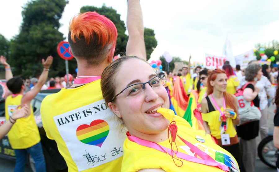 Members of the lgbt community, during the pride festival in thessaloniki