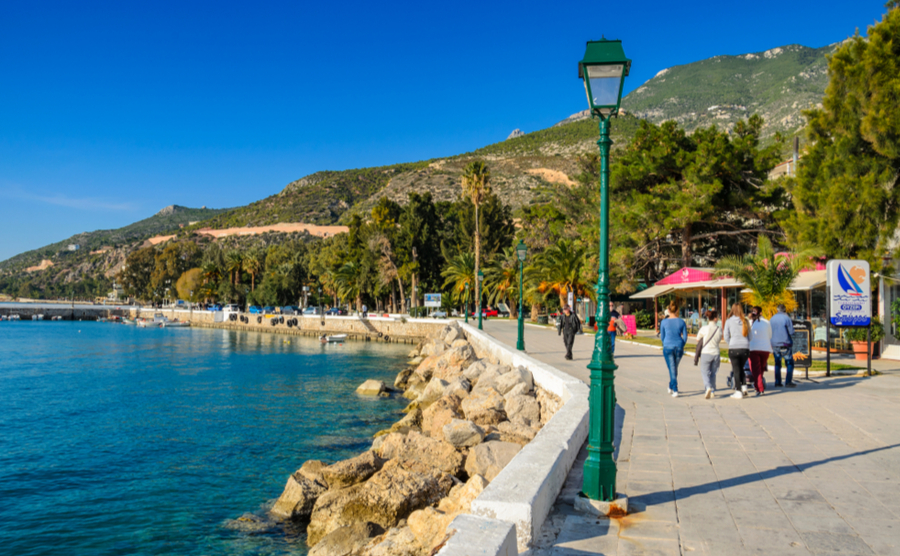 The Gulf of Corinth offers seaside homes just an hour from Athens