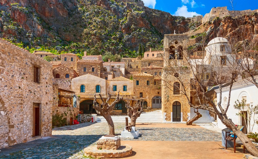 Monemvasia is a typical village of the Peloponnese: quiet. historic and surprisingly affordable.