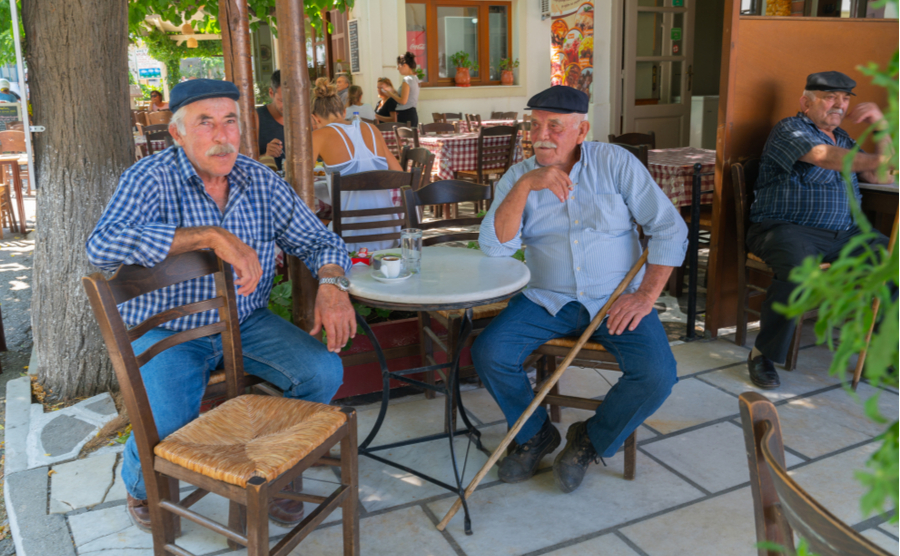 Greek men at a cafe. 