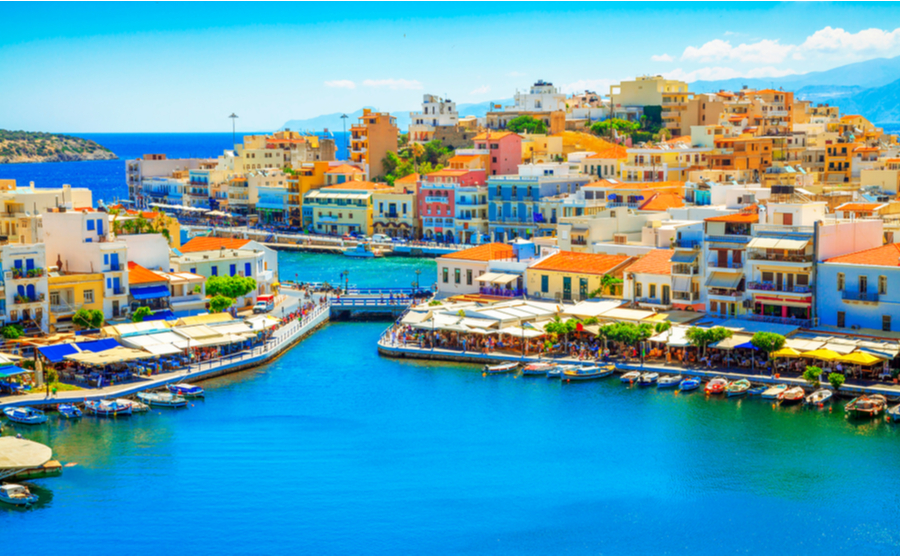 Agios Nikolaos and Voulismeni lake in Crete island, Greece.