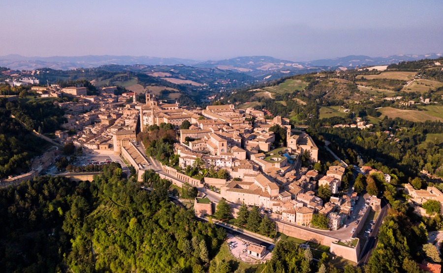 The historic centre of Urbino, in Marche.