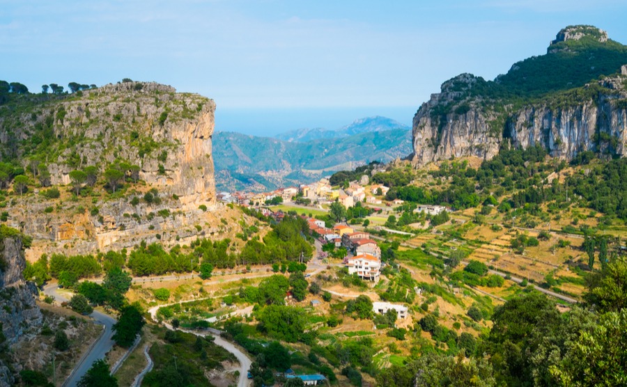 Ulassai village in inland Sardinia, Italy