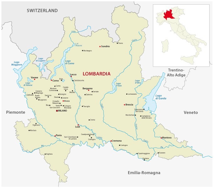 Карта ломбардия италия