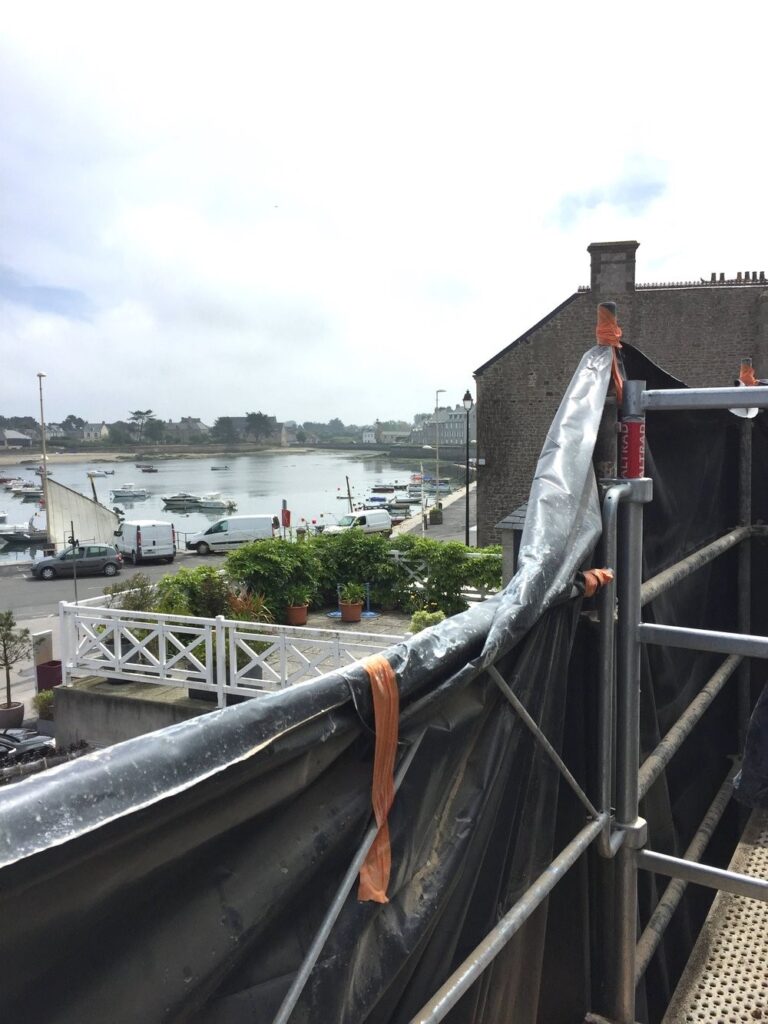 The view from the scaffolding over the harbour was unbeatable, despite the wind!