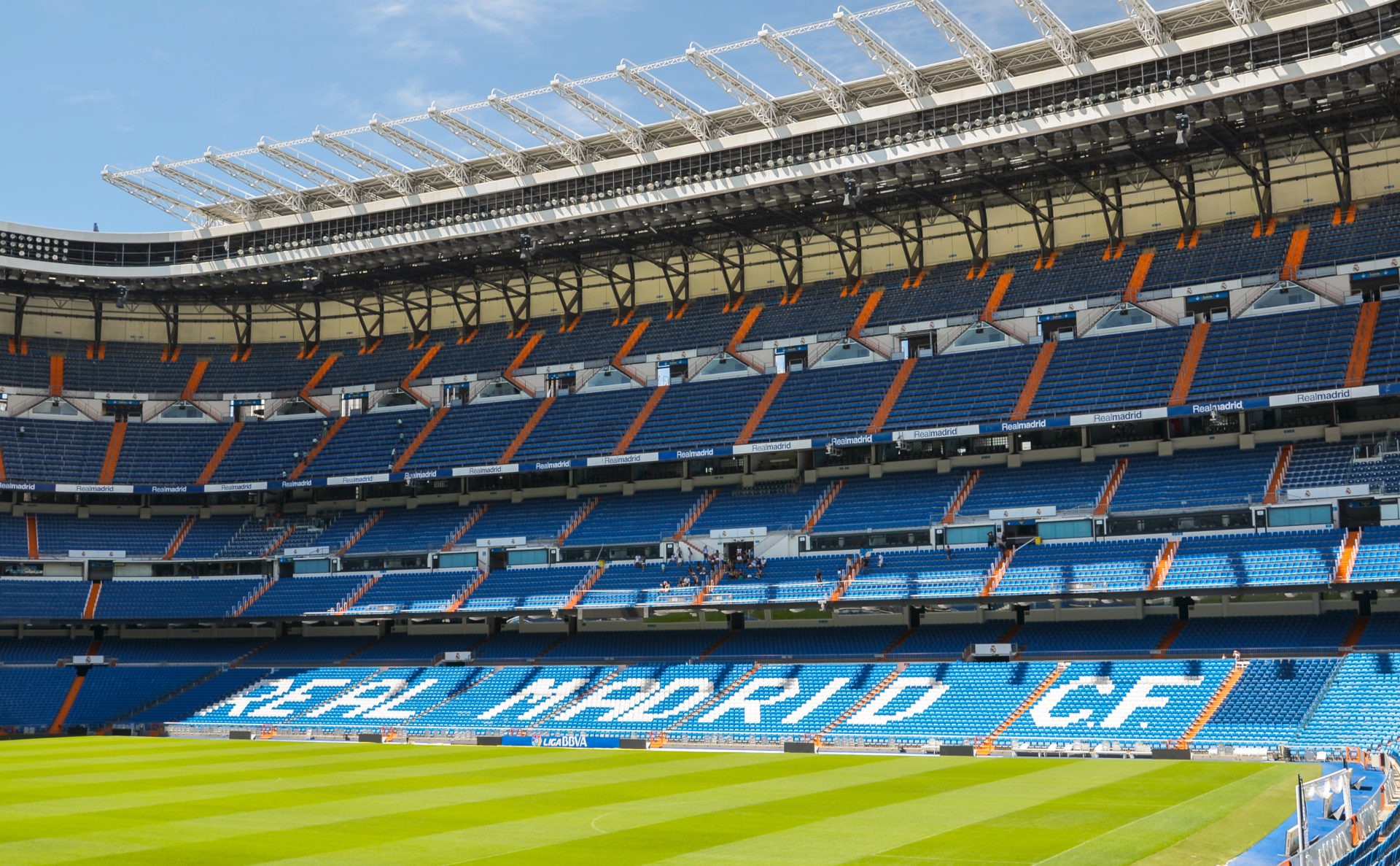 MADRID, SPAIN - AUGUST 25, 2012: Santiago Bernabeu Stadium of Real Madrid, Spain. Real Madrid C.F. was established in 1902. It is the best club of XX century according to FIFA.