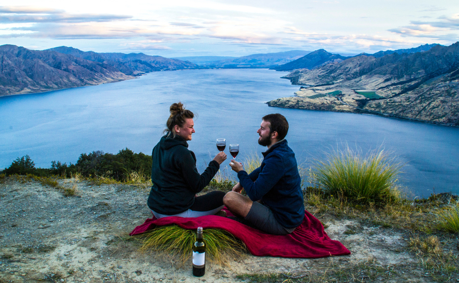 couple drinking wine in New Zealand