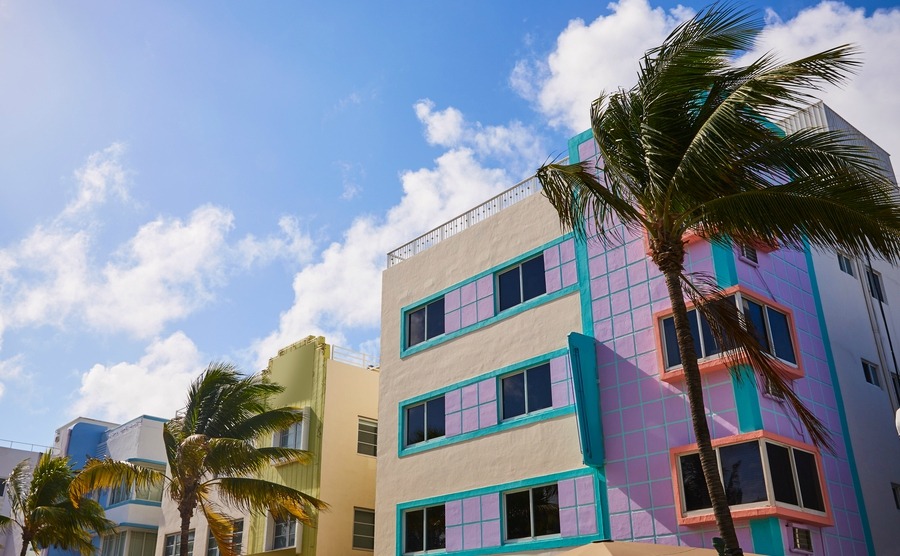 Miami Beach Ocean boulevard Art Deco district in florida USA