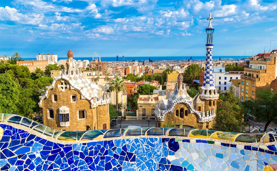 park-guell-by-architect-gaudi-in-a-summer-day-in-barcelona-spain