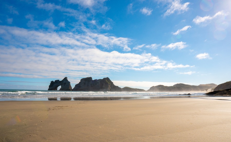 Living in Golden Bay means you have so much natural beauty right on your doorstep, such as Wharariki Beach here.