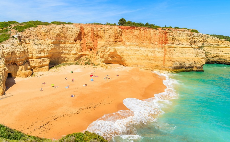 a-view-of-beach-in-benagil-fishing-village-on-coast-of-portugal
