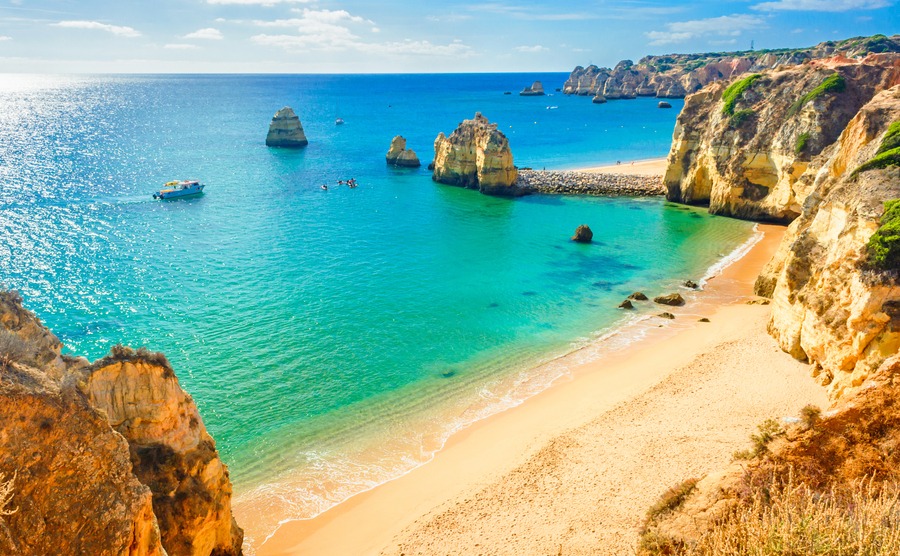 Beautiful sandy beach near Lagos in Ponta da Piedade, Algarve region, Portugal