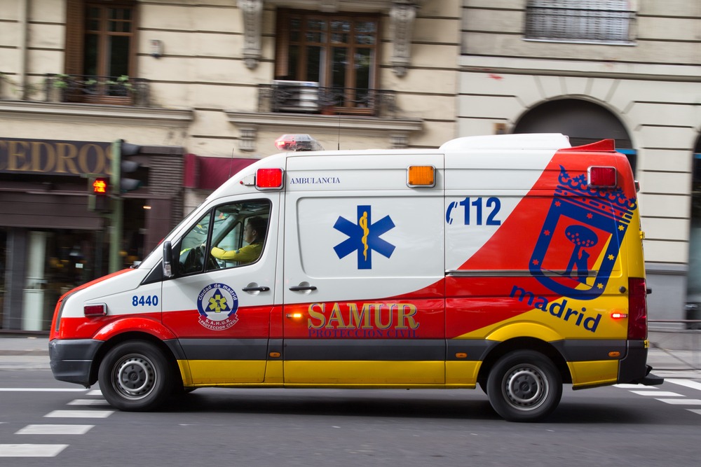 Ambulance in Madrid. Healthcare in Spain