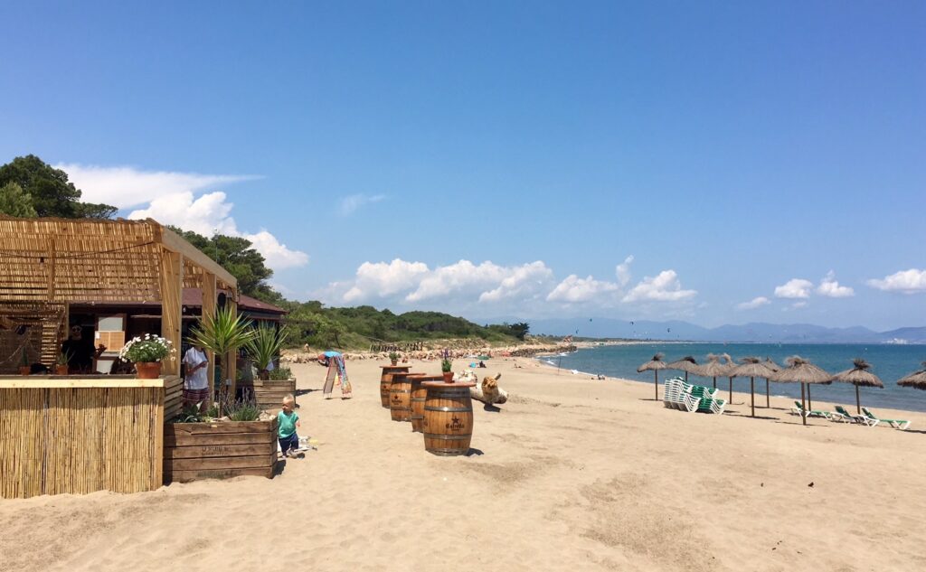 Beach bar below Sant Marti d'Empuries on the Costa Brava