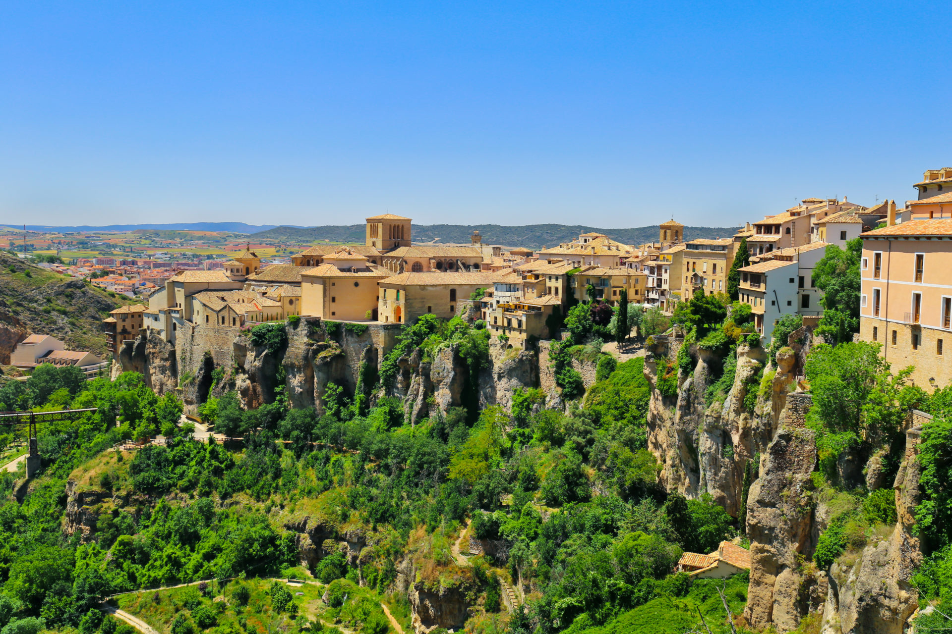 Cliffside houses in the historic, walled city of Cuenca, Castilla-La Mancha