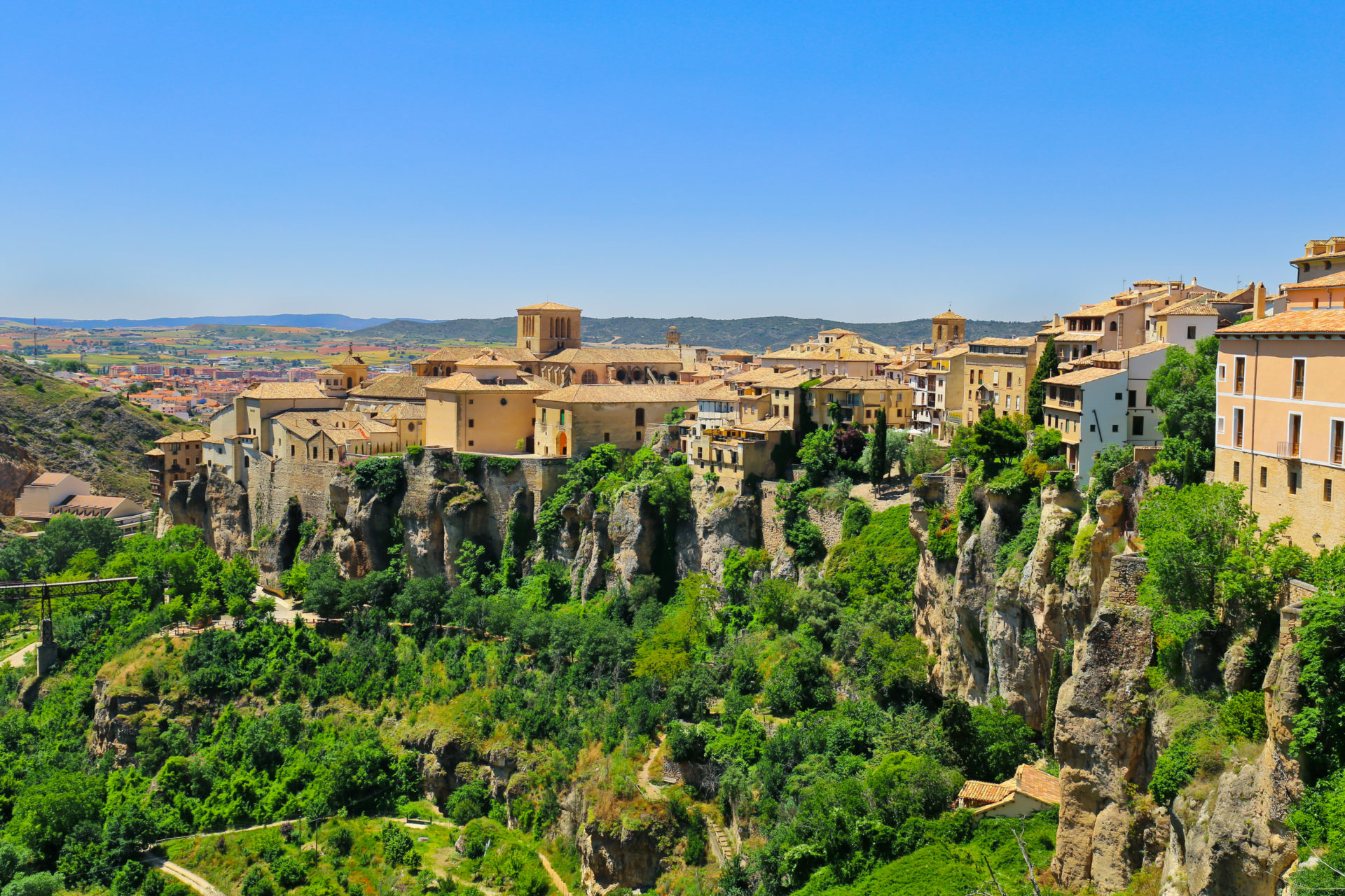 Cliffside houses in the historic, walled city of Cuenca, Castilla-La Mancha