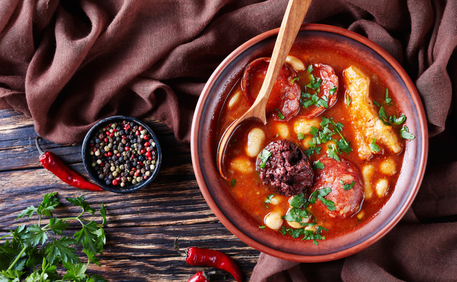 Enjoy a warming fabada asturiana in winter in Spain.