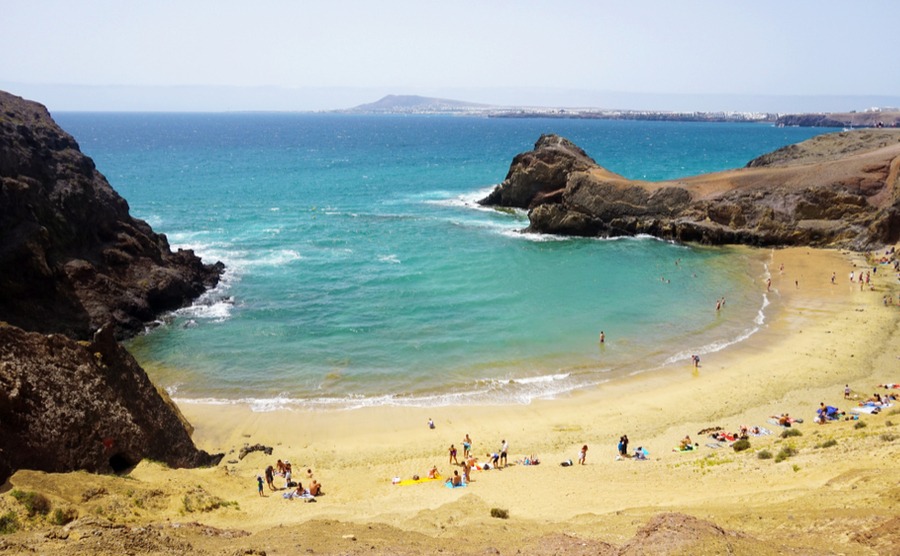 Playa Papagayo is one of Spain's best beaches – and one of the few beaches in Lanzarote with golden sand.