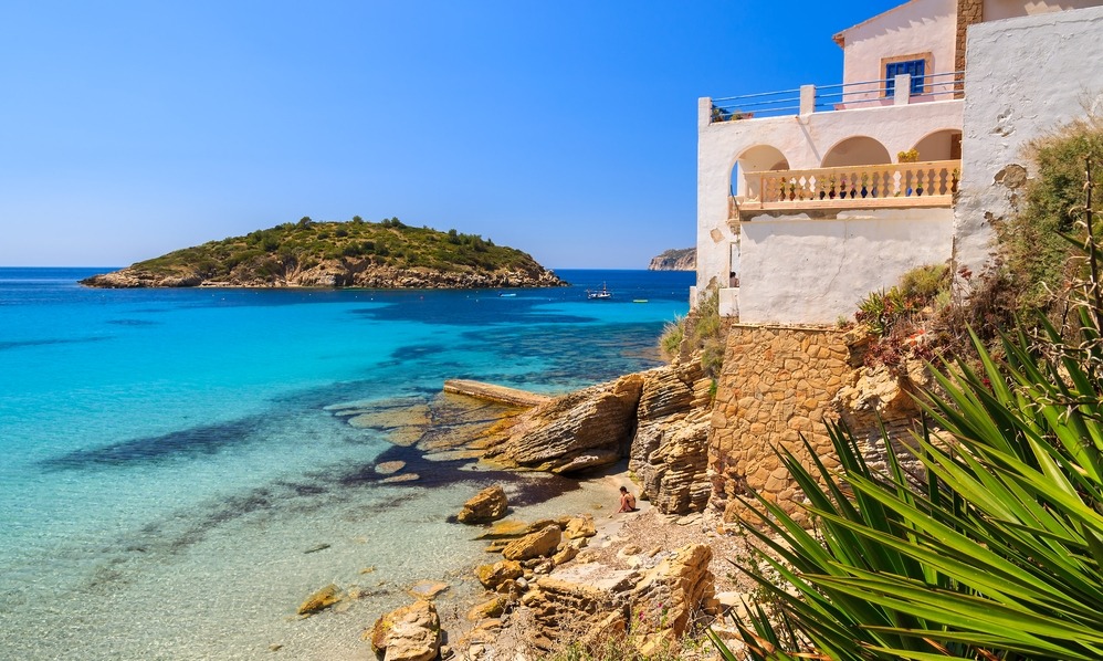 Spain - White holiday house, Sant Elm, Mallorca island, Spain