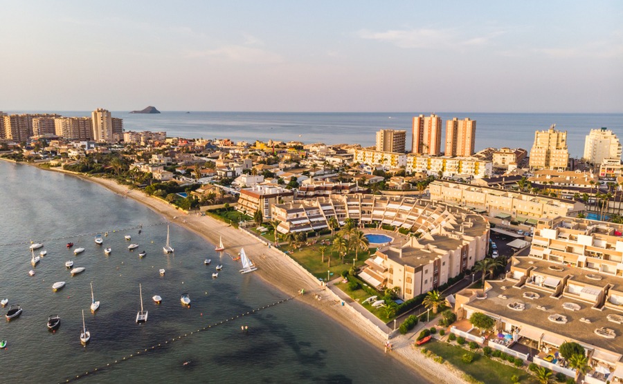 La Manga is one of the most famous parts of Murcia, separating the Mar Menor and the Mediterranean.