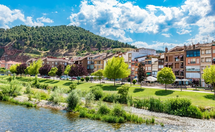 Attractive riverside homes in Najera, la Rioja, Spain