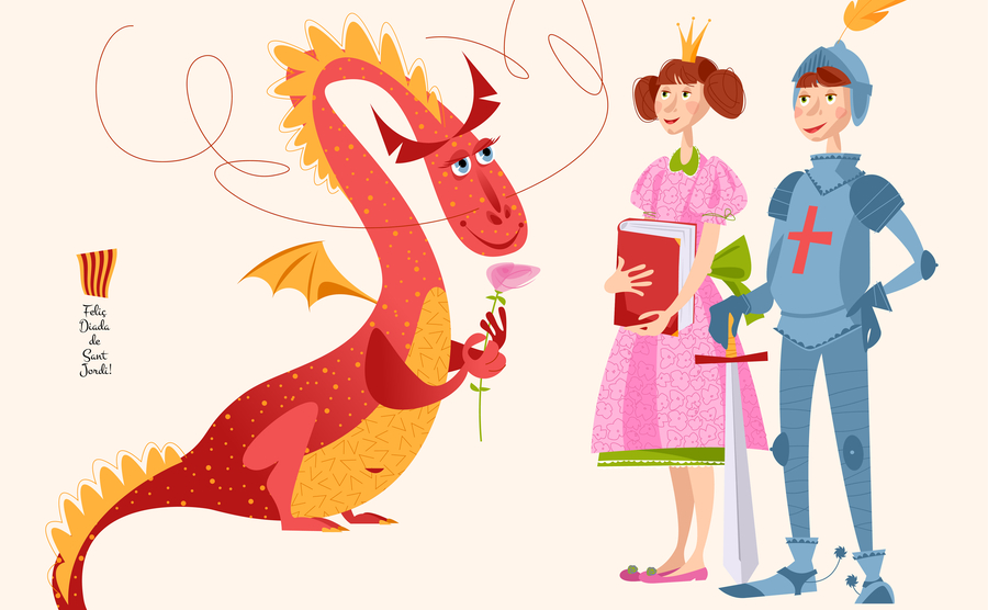 illustration of dragon and lovers