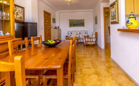 dining room foreground; living room background