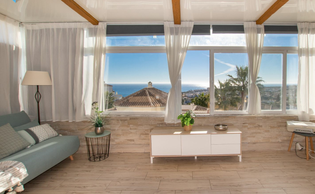 sunny living room with a view.