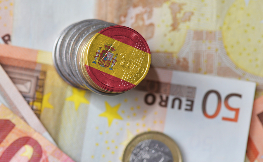 euros with a Spanish flag. 
