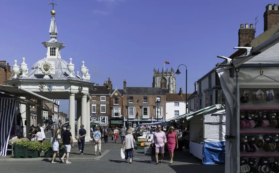 Shoppers and browsers enjoying the Saturday market in Beverley.