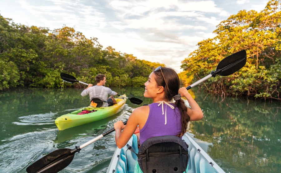 Islamorada's mangrove rivers are popular for kayakers.