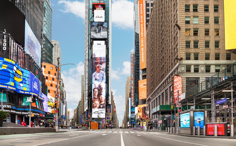 An empty Times Square in New York. haeryung stock images / Shutterstock.com